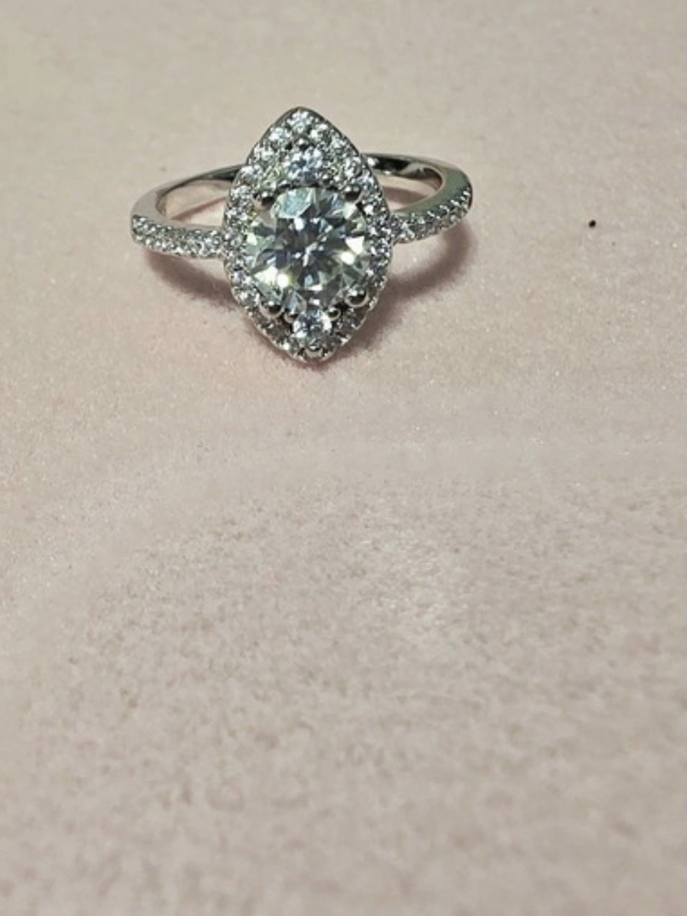 Marquise Halo Ring in Silver